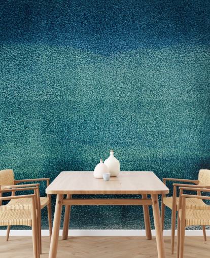 teal customisable abstract wall mural called Teal Serenity by Tim Mossholder for bathrooms and kitchens