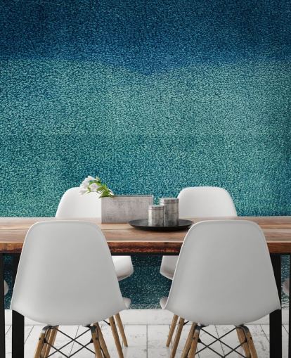 teal customisable abstract wall mural called Teal Serenity by Tim Mossholder for bathrooms and kitchens