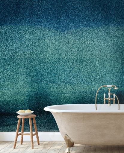teal customisable abstract wall mural called Teal Serenity by Tim Mossholder for bathrooms and kitchens