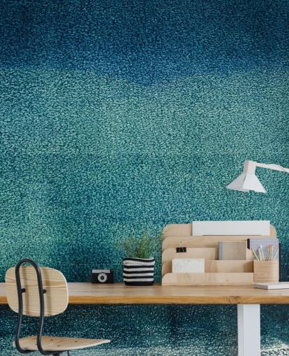 teal customisable abstract wall mural called Teal Serenity by Tim Mossholder for bathrooms and kitchens