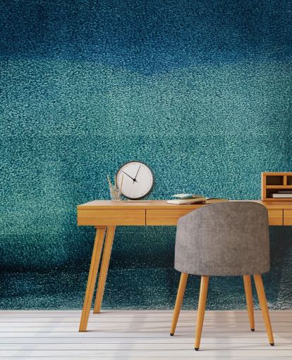 teal customisable abstract wall mural called Teal Serenity by Tim Mossholder for bathrooms and kitchens