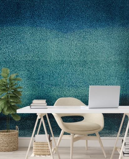 teal customisable abstract wall mural called Teal Serenity by Tim Mossholder for bathrooms and kitchens