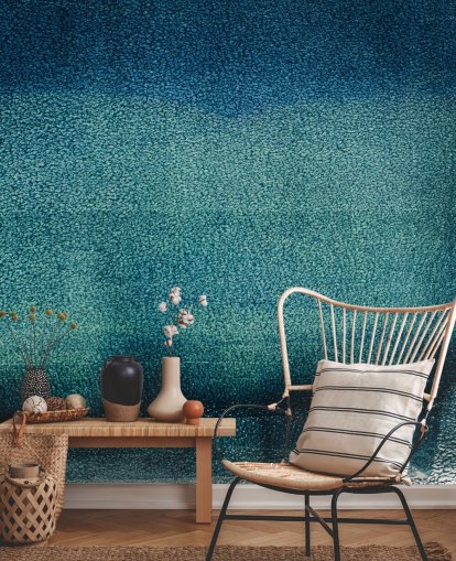 teal customisable abstract wall mural called Teal Serenity by Tim Mossholder for bathrooms and kitchens