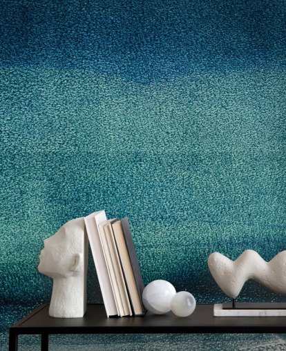 teal customisable abstract wall mural called Teal Serenity by Tim Mossholder for bathrooms and kitchens