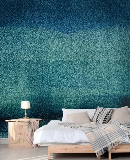 teal customisable abstract wall mural called Teal Serenity by Tim Mossholder for bathrooms and kitchens