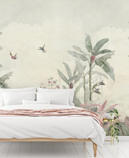 mural de selva vintage personalizado verde chamado Faded Green Vintage Borneo Jungle da Bloomery Decor mural de selva vintage personalizado verde chamado Faded Green Vintage Borneo Jungle da Bloomery Decor