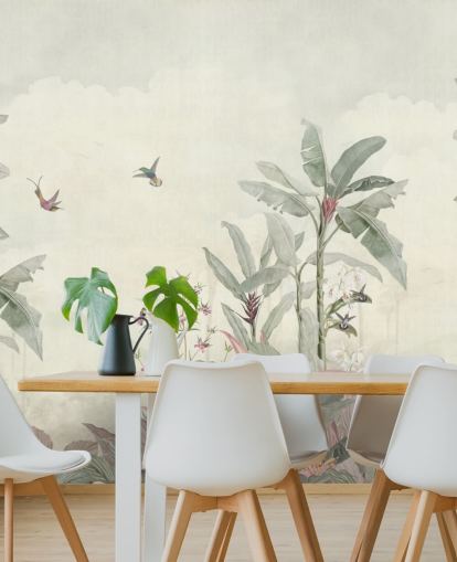 mural de selva vintage personalizado verde chamado Faded Green Vintage Borneo Jungle da Bloomery Decor mural de selva vintage personalizado verde chamado Faded Green Vintage Borneo Jungle da Bloomery Decor