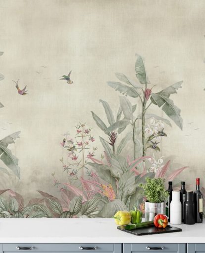 vintage jungle wall mural called Old Sage Vintage Borneo Jungle by Bloomery Decor