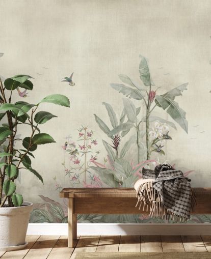 vintage jungle wall mural called Old Sage Vintage Borneo Jungle by Bloomery Decor