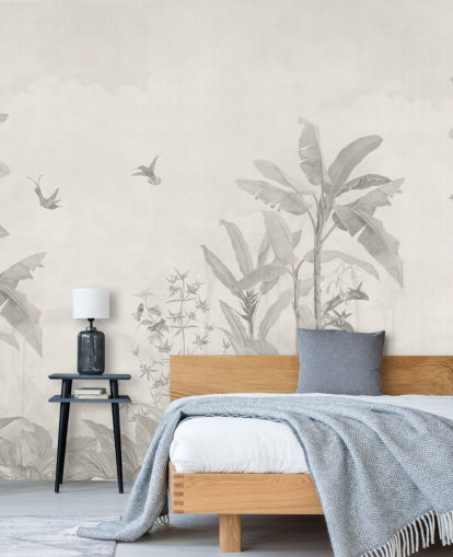 sepia customisable jungle mural called Sepia Vintage Borneo Jungle by Bloomery Decor