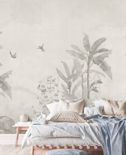 sepia customisable jungle mural called Sepia Vintage Borneo Jungle by Bloomery Decor