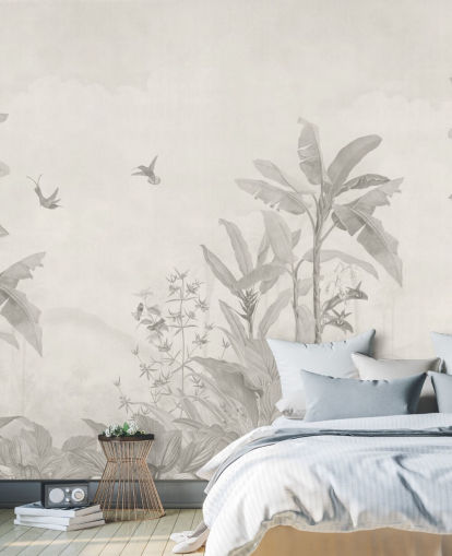 sepia customisable jungle mural called Sepia Vintage Borneo Jungle by Bloomery Decor