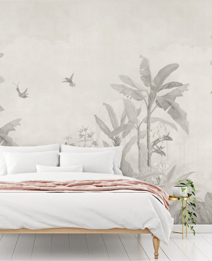 peinture murale de la jungle personnalisable en sépia appelée Sepia Vintage Borneo Jungle par Bloomery Decor