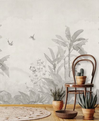 peinture murale de la jungle personnalisable en sépia appelée Sepia Vintage Borneo Jungle par Bloomery Decor