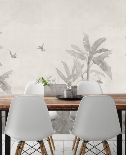 mural de selva personalizable en sepia llamado Sepia Vintage Borneo Jungle de Bloomery Decor