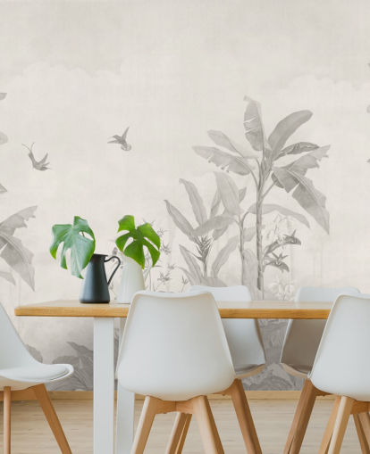 sepia customisable jungle mural called Sepia Vintage Borneo Jungle by Bloomery Decor