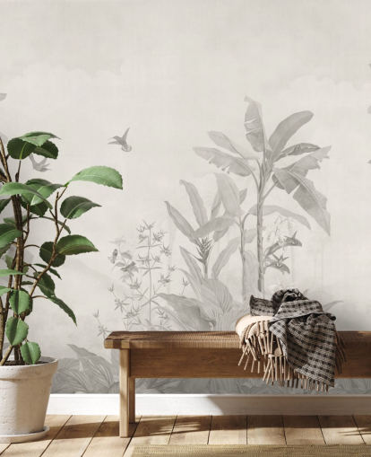 anpassbares Sepia-Wandbild im Dschungel namens Sepia Vintage Borneo Jungle von Bloomery Decor