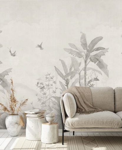 sepia anpassningsbar djungelväggmålning kallad Sepia Vintage Borneo Jungle av Bloomery Decor sepia anpassningsbar djungelväggmålning kallad Sepia Vintage Borneo Jungle av Bloomery Decor