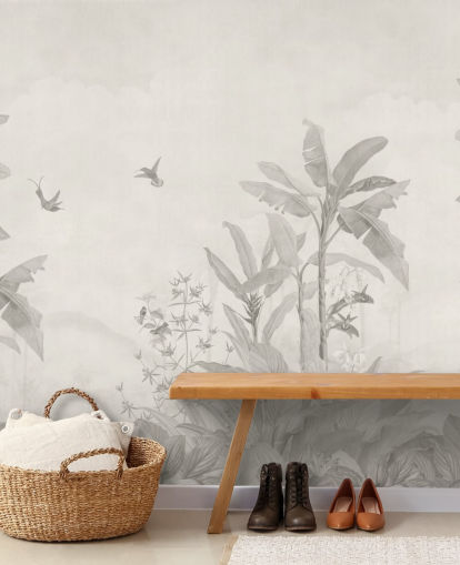 sepia customizable jungle mural called Sepia Vintage Borneo Jungle by Bloomery Decor sepia customizable jungle mural called Sepia Vintage Borneo Jungle by Bloomery Decor