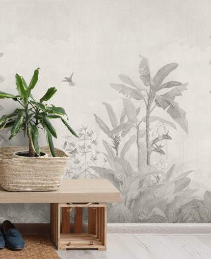 sepia customizable jungle mural called Sepia Vintage Borneo Jungle by Bloomery Decor sepia customizable jungle mural called Sepia Vintage Borneo Jungle by Bloomery Decor