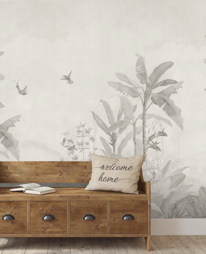 anpassbares Sepia-Wandbild im Dschungel namens Sepia Vintage Borneo Jungle von Bloomery Decor