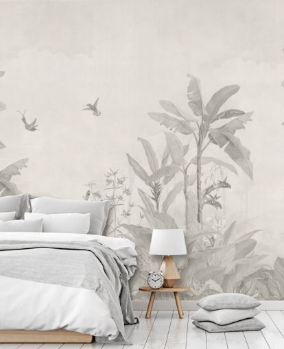 peinture murale de la jungle personnalisable en sépia appelée Sepia Vintage Borneo Jungle par Bloomery Decor