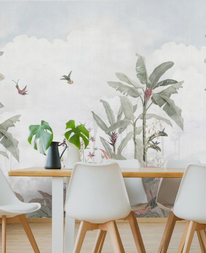 Bloomery Decorin harmaa mukautettu viidakon seinämaalaus nimeltä Grey Vintage Jungle Landscape koteihin ja yrityksiin Bloomery Decorin harmaa mukautettu viidakon seinämaalaus nimeltä Grey Vintage Jungle Landscape koteihin ja yrityksiin