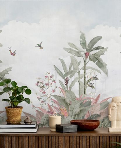 gray custom jungle mural called Gray Vintage Jungle Landscape by Bloomery Decor for homes and businesses gray custom jungle mural called Gray Vintage Jungle Landscape by Bloomery Decor for homes and businesses