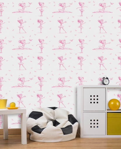 rosa-weißes maßgeschneidertes Ballerina-Wandbild namens Delicate Dance von Elena Pavlova für Schlafzimmer und Kinderzimmer rosa-weißes maßgeschneidertes Ballerina-Wandbild namens Delicate Dance von Elena Pavlova für Schlafzimmer und Kinderzimmer