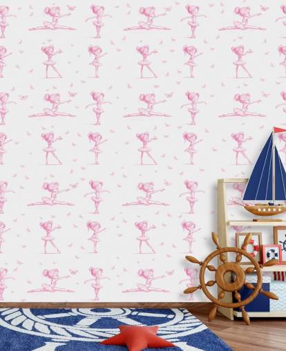 pink and white custom ballerina mural called Delicate Dance by Elena Pavlova for bedrooms and nurseries pink and white custom ballerina mural called Delicate Dance by Elena Pavlova for bedrooms and nurseries