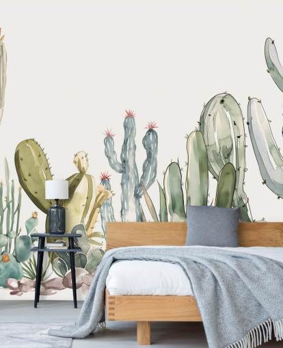 fresque murale personnalisée en forme de cactus vert et blanc appelée Watercolour Prickle par Elena Pavlova fresque murale personnalisée en forme de cactus vert et blanc appelée Watercolour Prickle par Elena Pavlova