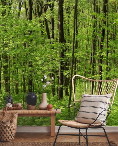 Panoramisch behang in het groene bos