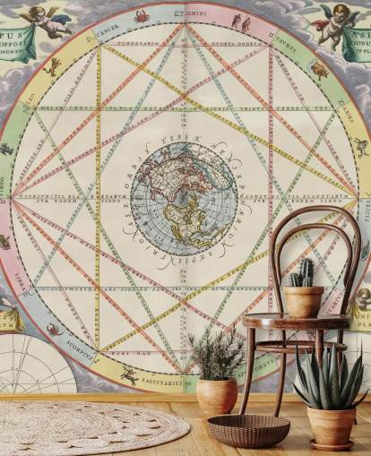 custom star map mural called Diagram of Planetary Aspects from ARTiSTORY for home offices and schools