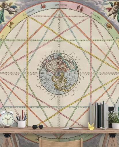 mukautettu tähtikartan seinämaalaus nimeltä Diagram of Planetary Aspects ArtiStorylta kotitoimistoihin ja kouluihin