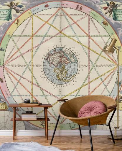 mural personalizado de mapas estelares llamado Diagrama de aspectos planetarios de ArtHistory para oficinas domésticas y escuelas mural personalizado de mapas estelares llamado Diagrama de aspectos planetarios de ArtHistory para oficinas domésticas y escuelas