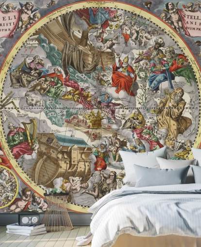 mural personalizado de atlas estelar llamado Primer hemisferio del firmamento estrellado cristianizado