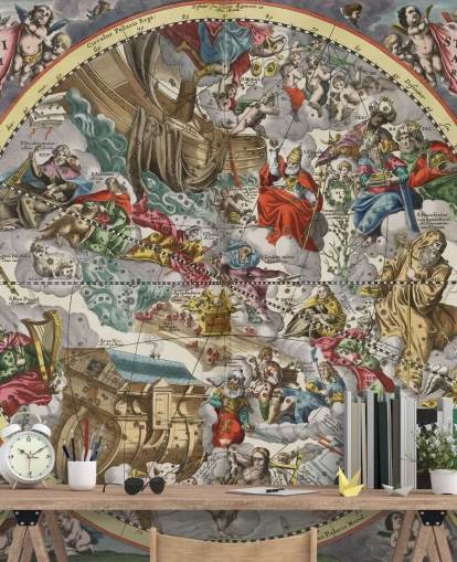 mural personalizado de atlas estelar llamado Primer hemisferio del firmamento estrellado cristianizado