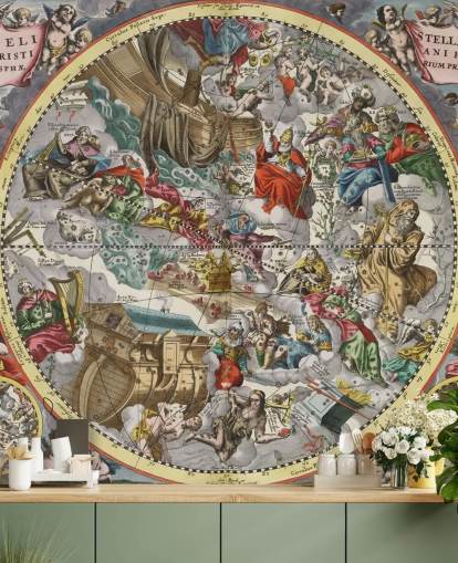 kundenspezifisches Sternatlas-Wandbild mit dem Titel Erste Hemisphäre des christianisierten Sternenhimmels