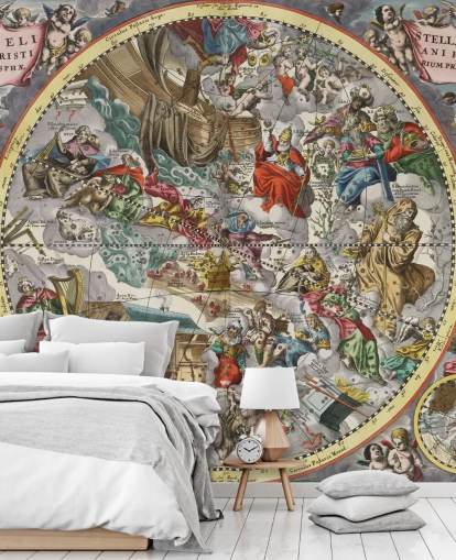 mural de atlas estelar personalizado chamado Primeiro Hemisfério do Firmamento Estrelado Cristianizado