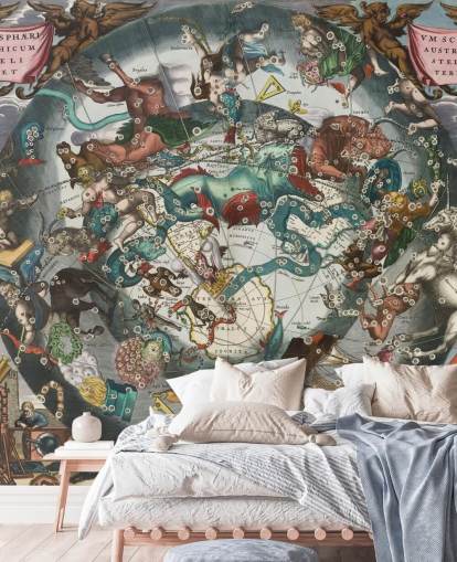 op maat gemaakte astronomische muurschildering genaamd Scenography of the Southern Hemisphere