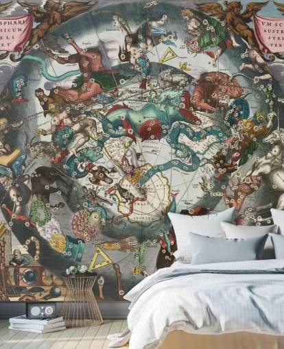 murale astronomico personalizzato chiamato Scenografia dell'emisfero australe