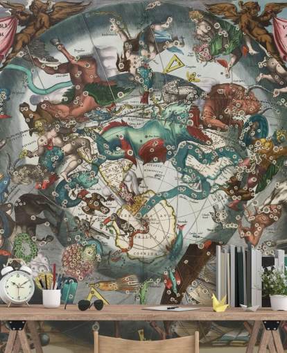 murale astronomico personalizzato chiamato Scenografia dell'emisfero australe