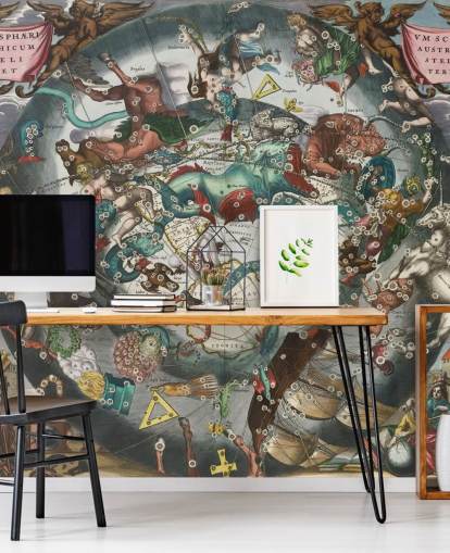 murale astronomico personalizzato chiamato Scenografia dell'emisfero australe