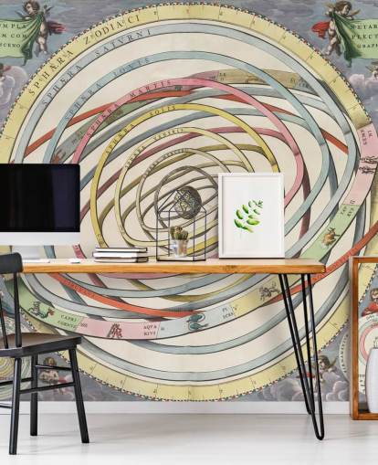 individuelles Sternkarten-Wandbild mit dem Titel Planetary Orbits Encrassing the Earth für Heimbüros und kreative Räume