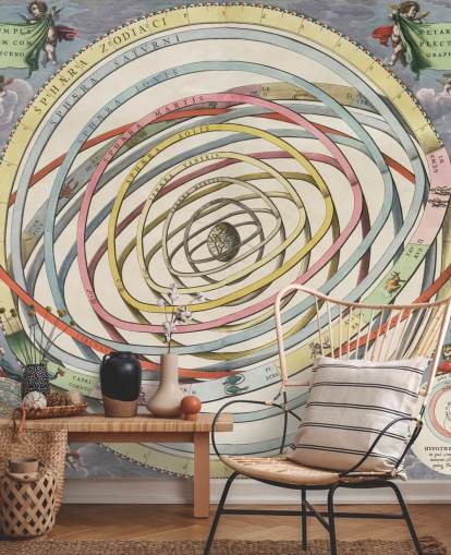 individuelles Sternkarten-Wandbild mit dem Titel Planetary Orbits Encrassing the Earth für Heimbüros und kreative Räume