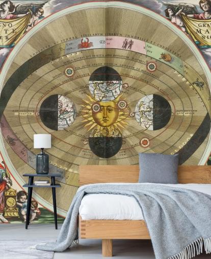 murale astronomico personalizzabile chiamato Scenography of the Copernican World System di ArtiStory per uffici domestici