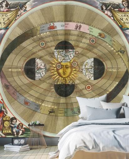 mural de astronomia personalizável chamado Scenografia do Sistema Mundial Copernicano da ArtiStory para escritórios domésticos