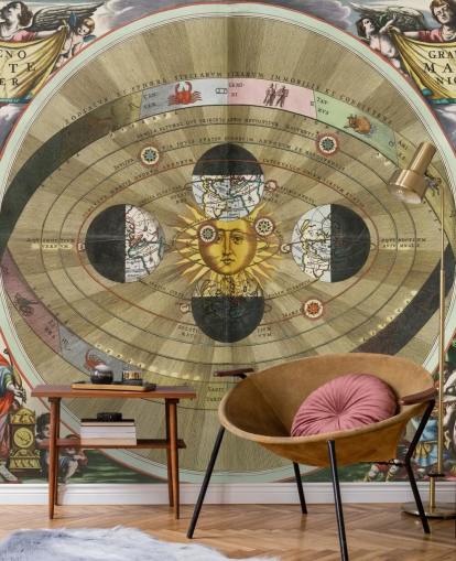 tilpassbart astronomimaleri kalt Scenography of the Copernican World System fra ArtiStory for hjemmekontorer