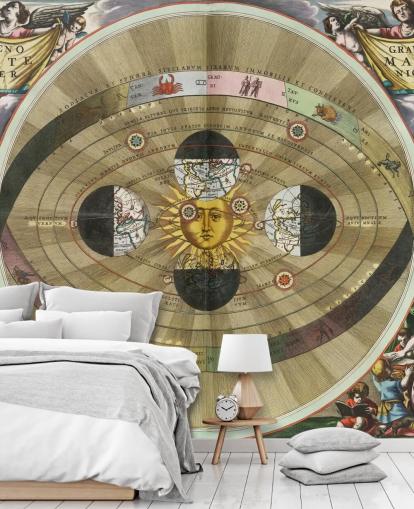 murale astronomico personalizzabile chiamato Scenography of the Copernican World System di ArtiStory per uffici domestici