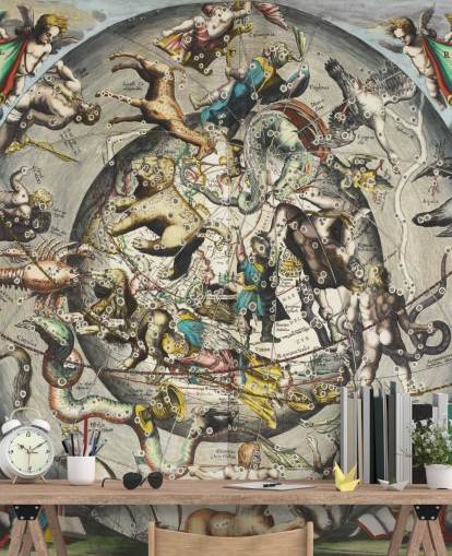 kundenspezifisches Astronomie-Wandbild mit dem Titel Szenographie der nördlichen Hemisphäre